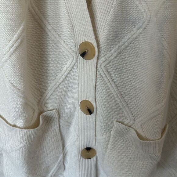 Talbots Women's Cardigan Sweater Merino Wool Cashmere Blend Button White Size LP - Picture 6 of 7